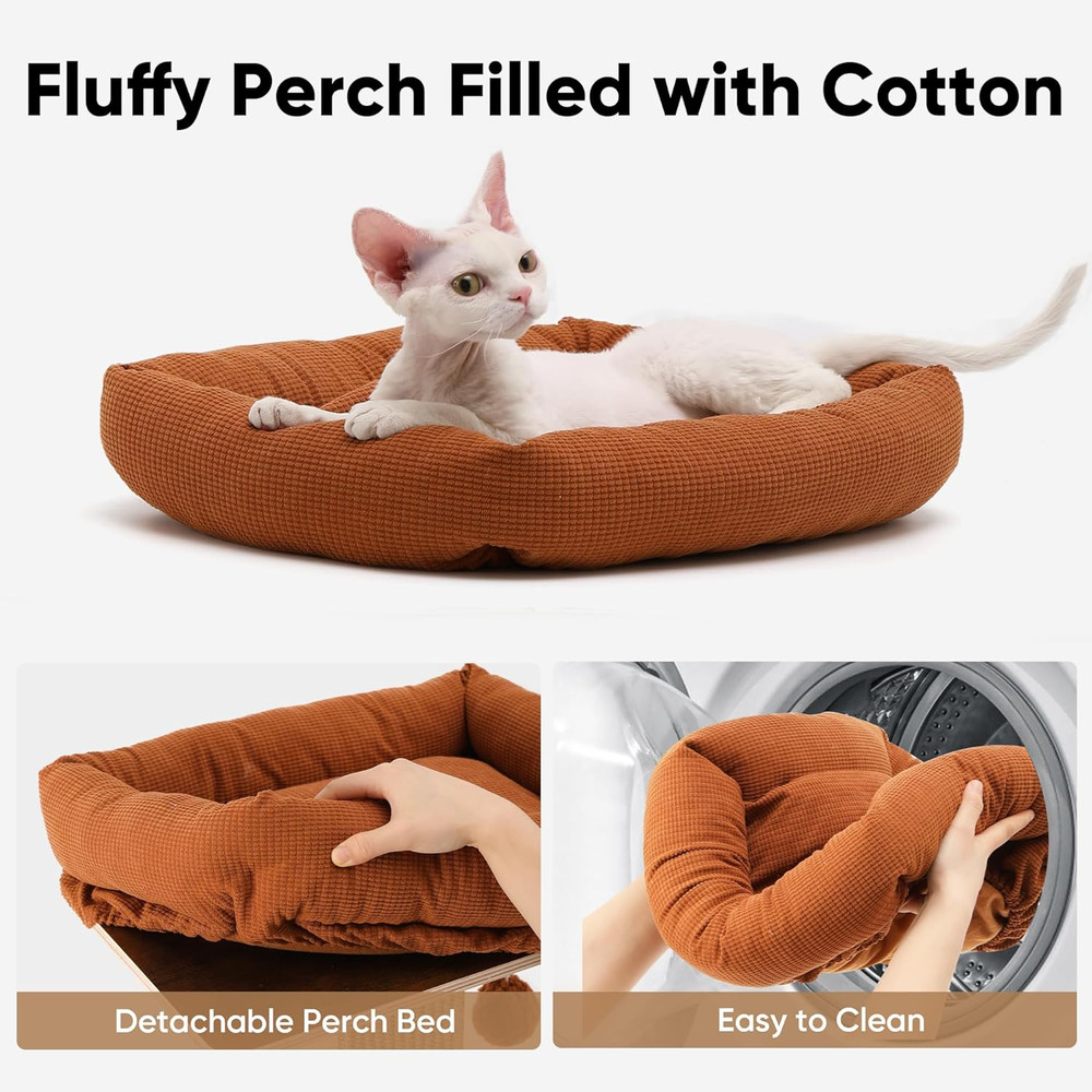 Cat Scratching Post, Retro-Style Tall Scratch Posts with Perch for Infoor Cats A