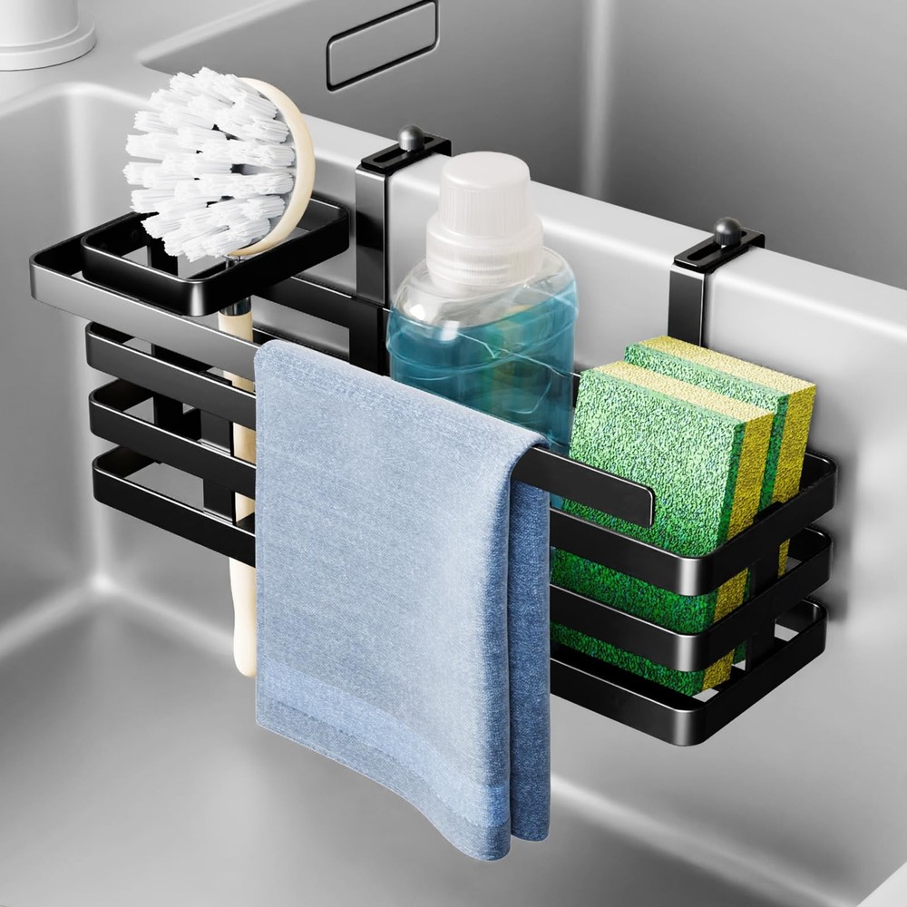 NiHome Over Sink Divider Sponge Holder for Sponges, Brushes & Accessories, Multi