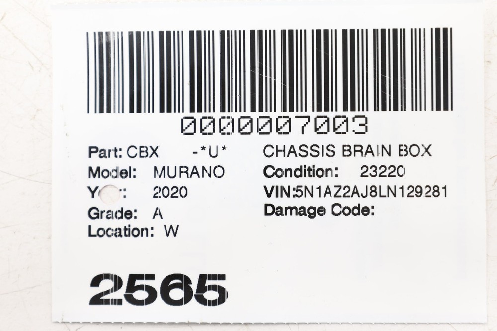 2018 - 2020 NISSAN MURANO AUTOMATIC TRANSMISSION CONTROL MODULE OEM 310F65NA0A