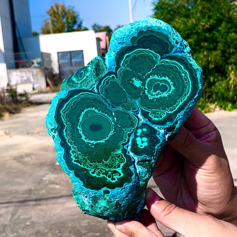 5.58LB Natural glossy Malachite transparent cluster rough mineral sample