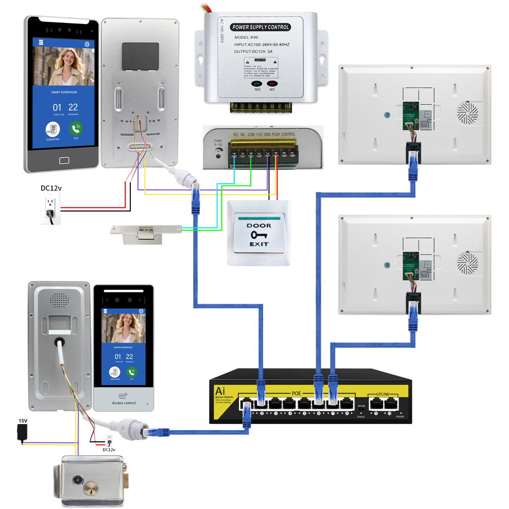 Face Recognition Access Control System,1-32 Unit Apartment Video Intercom System