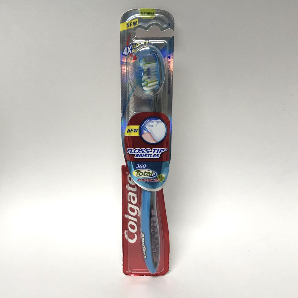 Colgate 360° Total Advanced FLOSS-TIP Bristles Toothbrush, Medium 55 | 2 Colors