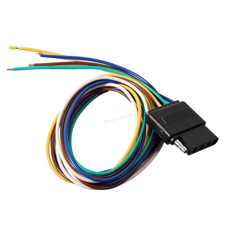 5-Pin Flat Trailer Wire Harness Tail Brake Light Female Socket Plug Connector