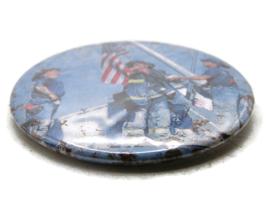 Firefighters & American Flag Button