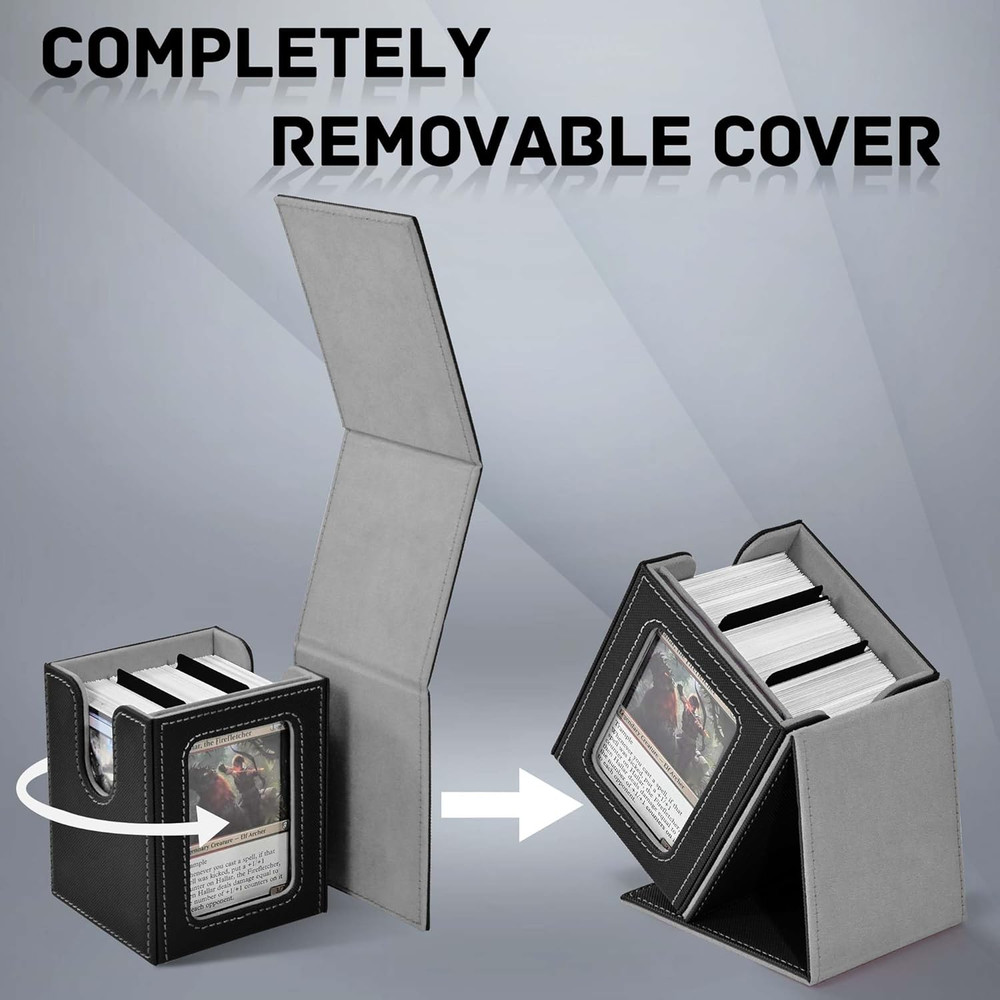 MTG Deck Box with Commander Window Display, Trading Card Storage Box Holds 100 D