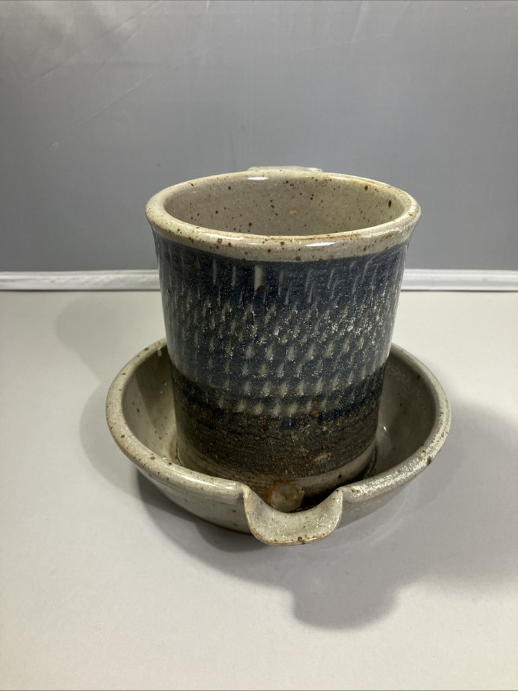 Steel Blue and Gray Ceramic Bacon Cooker