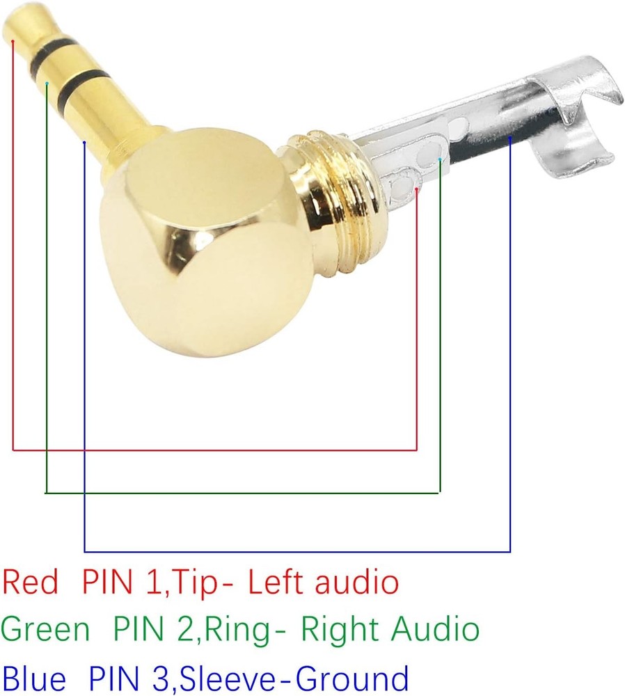 Replacement TRS Male Plug 3 Pole Right Angle 3.5mm Solder 黑色