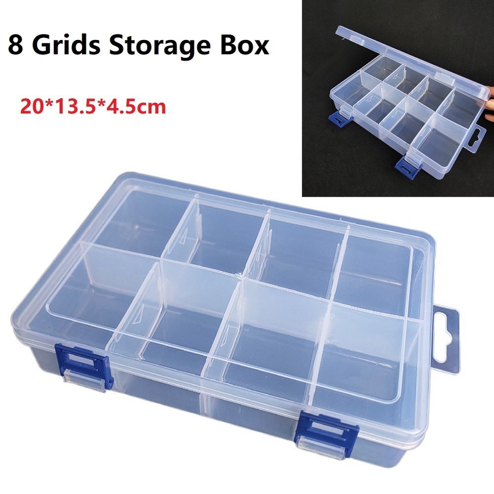 Adjustable 8 Grids Compartment Plastic Storage Box Screw Holder Case Organizer