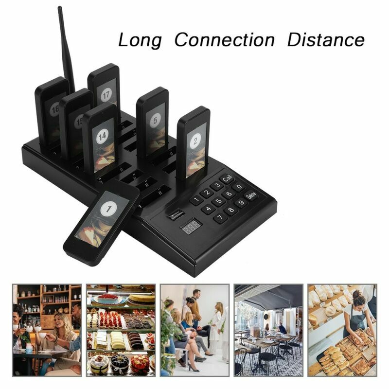 Restaurant Coaster Guest Call Wireless Queuing Paging Calling System+18 Pagers