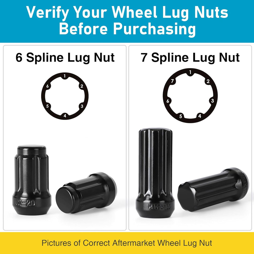 2 Piece 6 & 7 Spline Lug Nut Key Socket Wheel Lock Removal Tool Kit