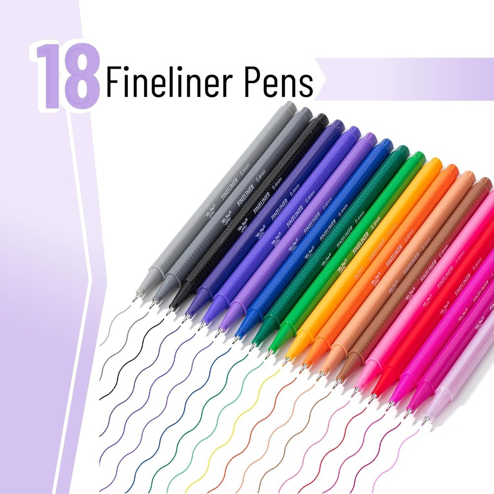Mr. Pen- Fineliner Pens Colored, 18 Pack, Ergonomic Triangular Multicolor