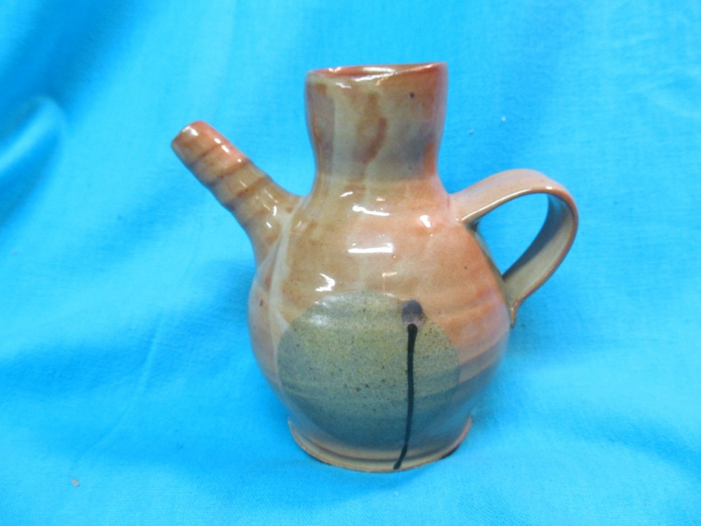 6" SIGNED POTTERY JUG PITCHER SWIRL MARK