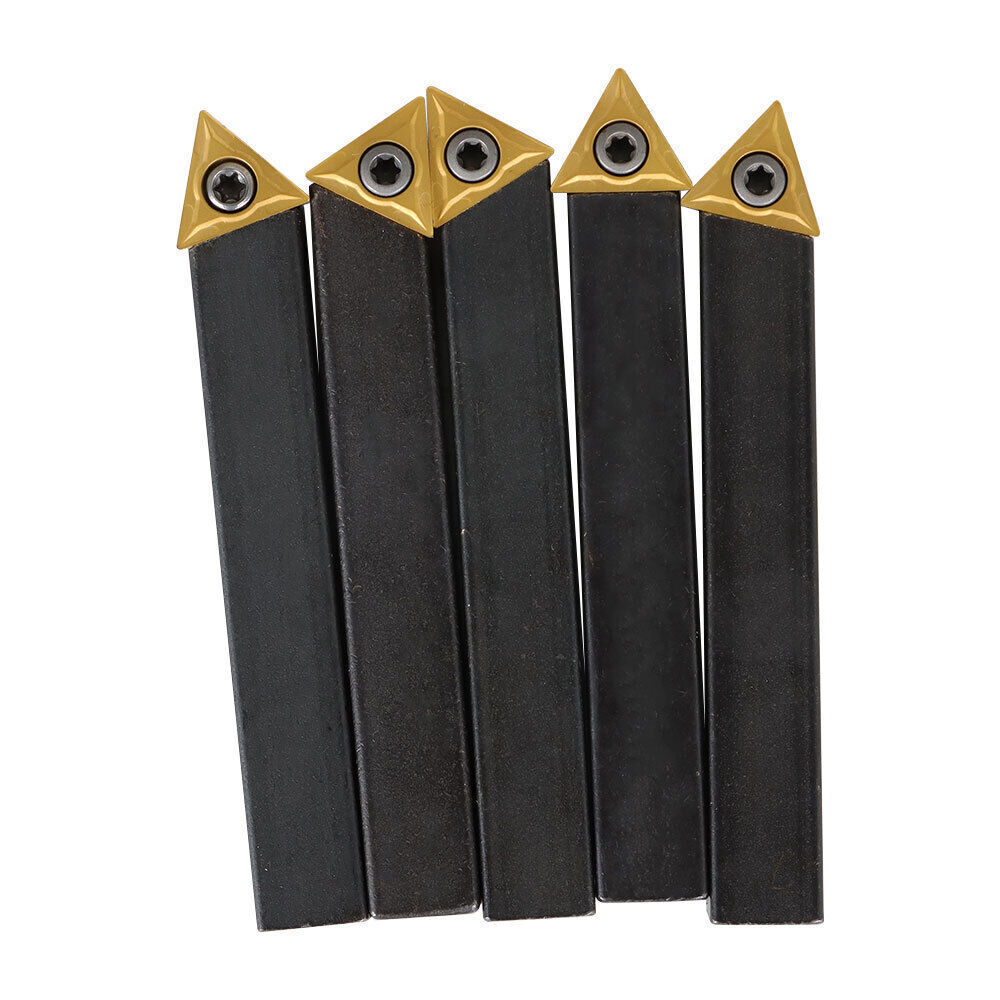 1/2 In Indexable Carbide Insert Turning ToolBit Holder Set Fit For Lathe 5 Pack