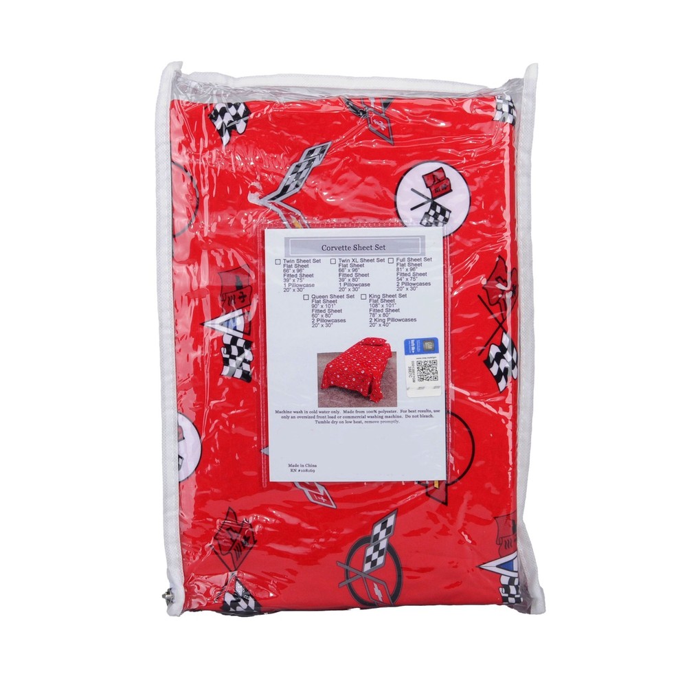 2014-2019 C7 Corvette Full Size 4pc Bed Sheet Set Logo Pattern