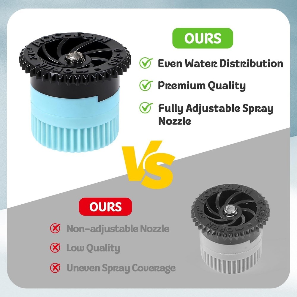 10 Pieces Variable Arc Nozzle Replacement PopUp Sprinkler Heads Compatible wit