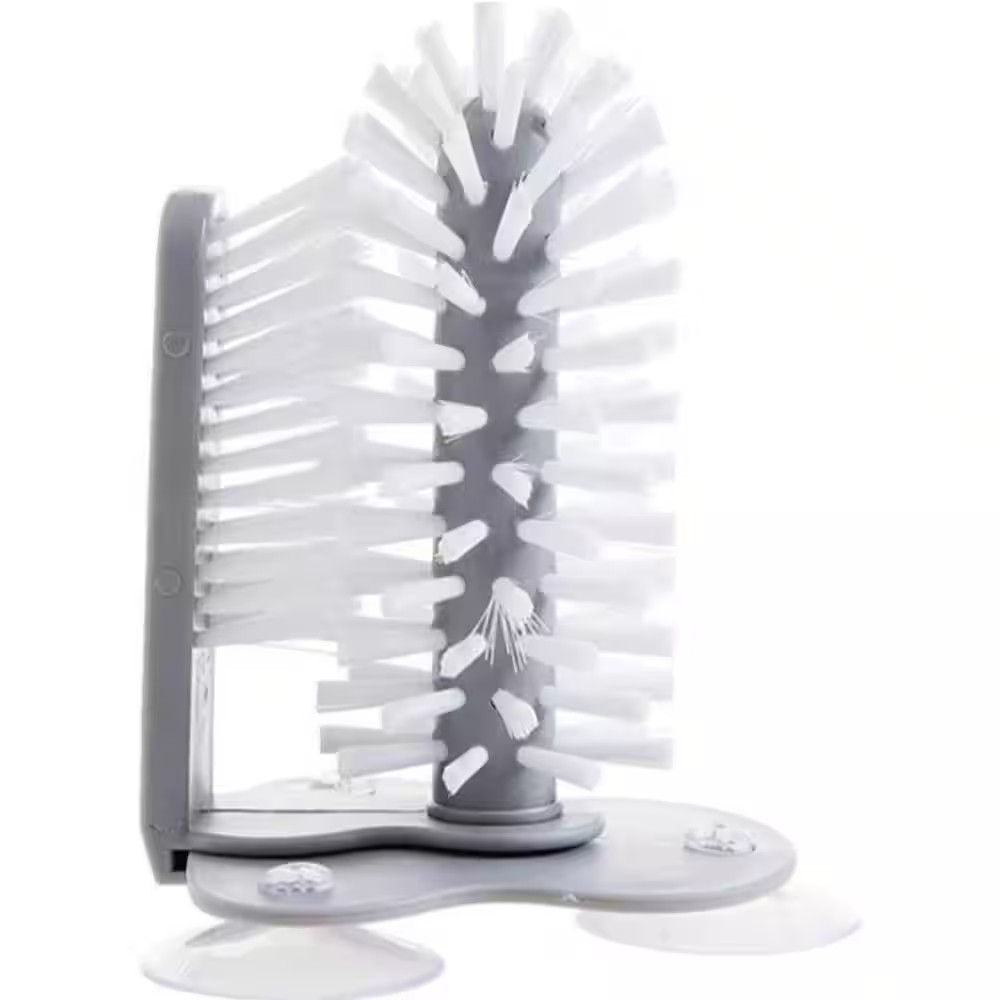 7 In. Polypropylene Double Sided Bristle Bottle Cup Brush with Suction Cup