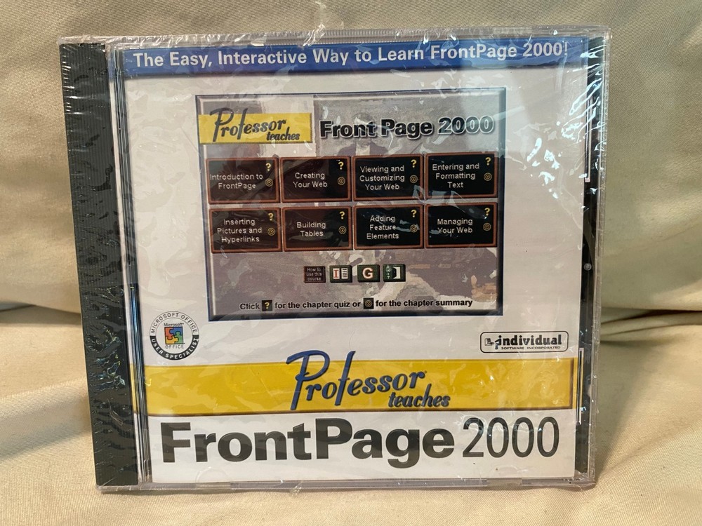 Professor Teaches Windows Word Excel PowerPoint Front Page 2000 Training CDs Set