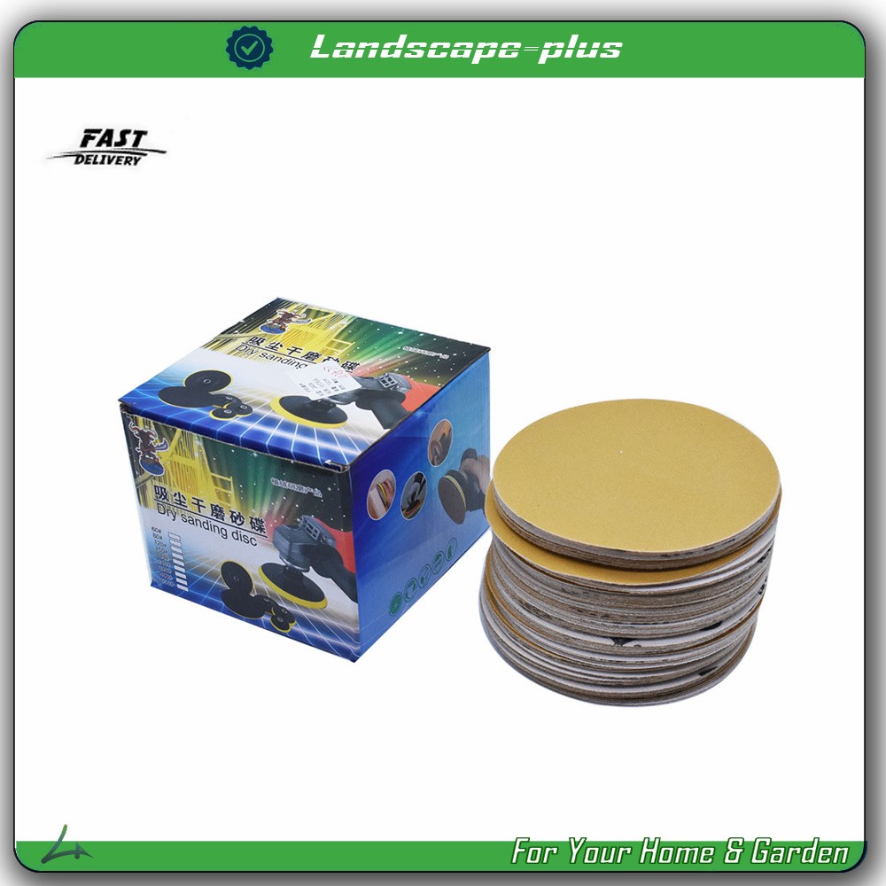 100 Pack NO-Hole 6" 180 Grit Disc Hook Loop Pads Sanding Discs Flocking