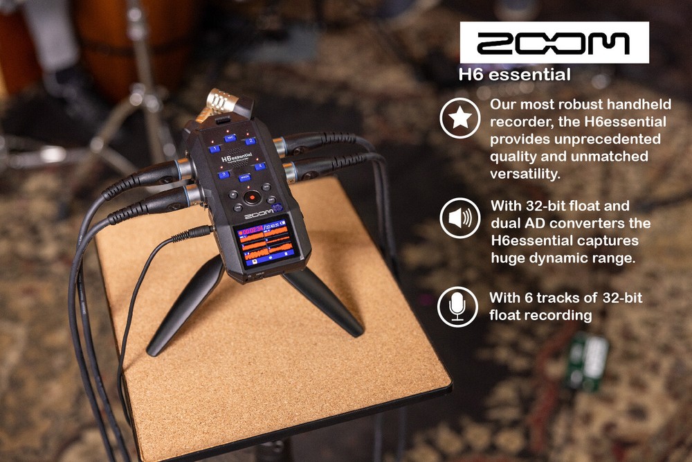 Zoom H6essential 6-Track 32-Bit Float Portable Audio Recorder Bundle