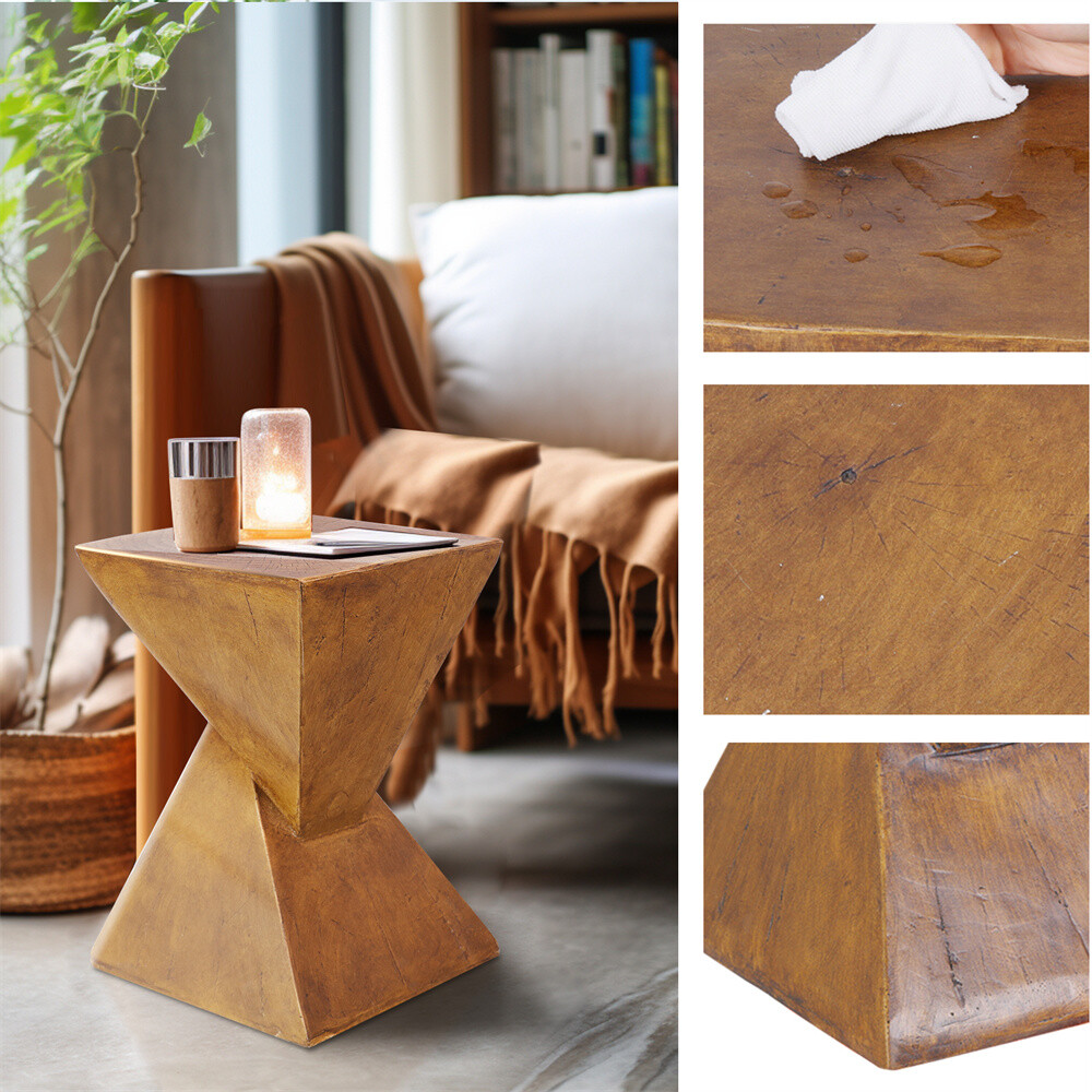 Modern Light-weight Concrete Accent Table Geometric Side End Table Natural Look