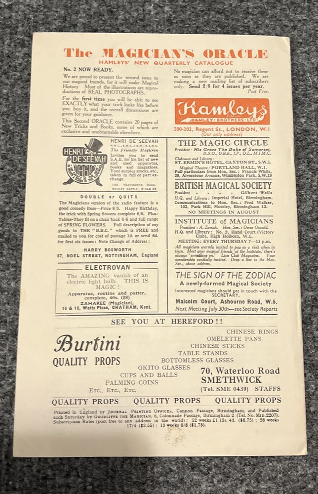 Abracadabra Magic Booklet August 1946