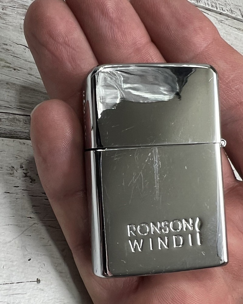 Ronson Wind II Shiny Chrome Windproof Lighter Sparks AS-IS Used Untested Scratch