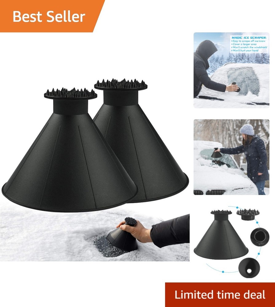 Magical 2-Pack Ice Scraper for Windshield - Cone Design for Effortless Clearing