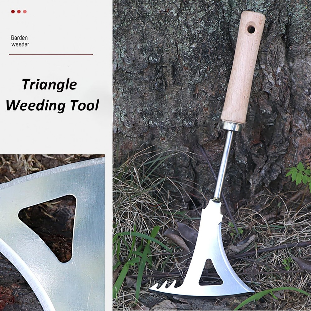 Weed Puller Tool, Manual Stainless Steel Weeding Tool, Triangle Shape for Law...