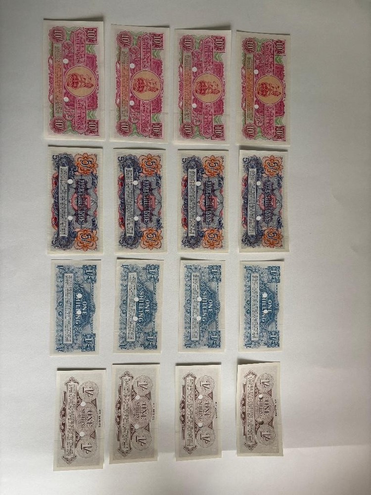 British Armed Forces Banknotes, Uncirculated. FOUR copies of each note!