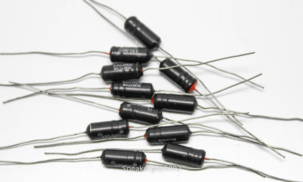 11 Pieces / Rubycon Polarized Axial Capacitors / 30 uf  6 VDC  -- C1