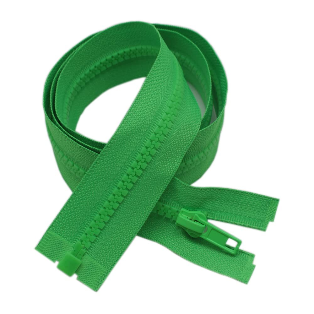 2PCS 5 26 inch Separating Jacket Zippers, Green, Molded Plastic, Bulk, Sewing
