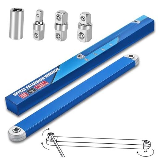 Offset Extension Wrench,15 Inch Impact Ready Socket Wrench Extender Tool Set