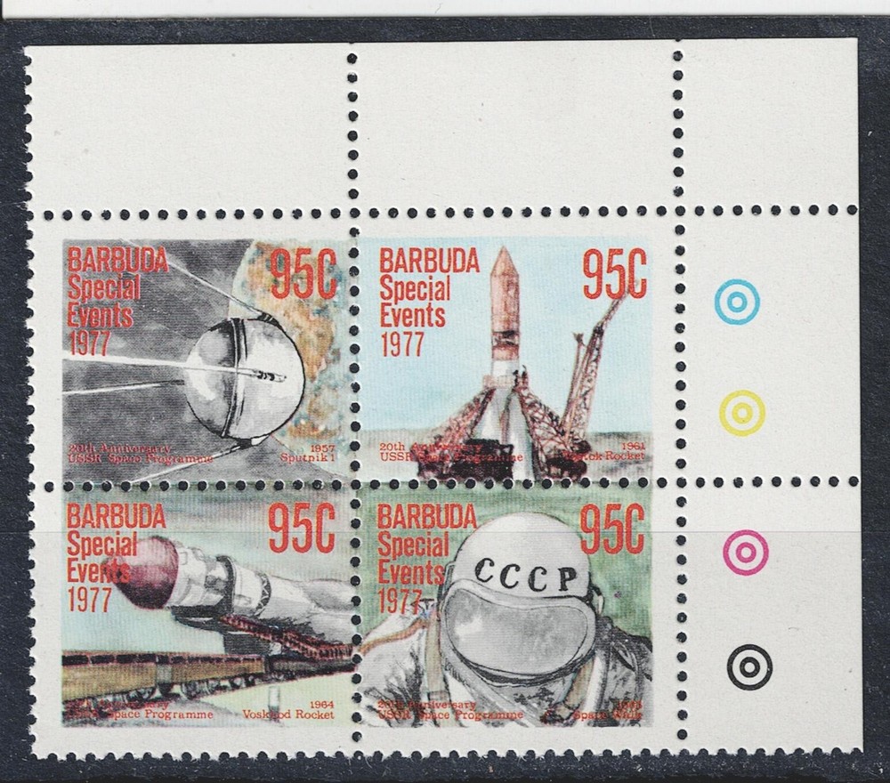 Barbuda Space First USSR Sputnik set 1977 MNH A-16