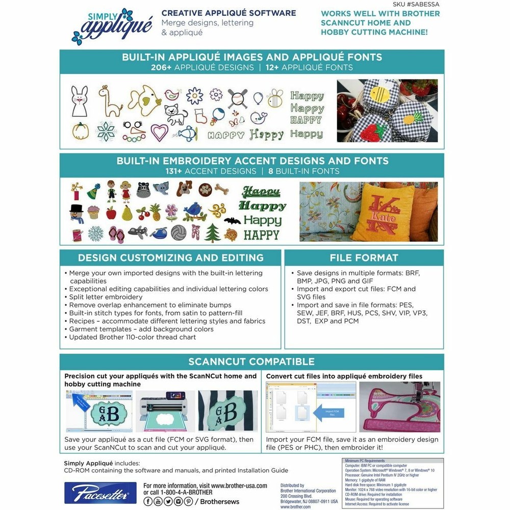 Brother Simply Applique Creative Applique Software New