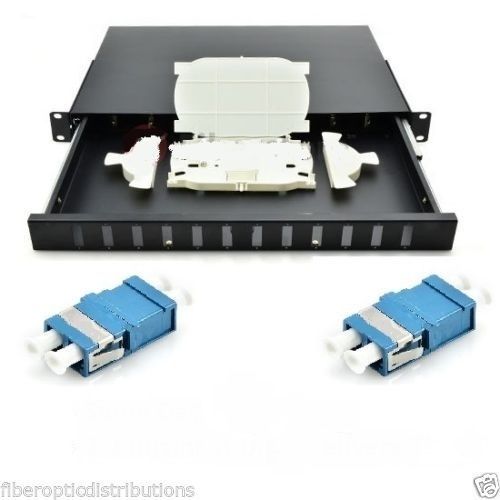 Fiber Optic Patch Panel,1U,Rackmount,12 Port Loaded LC Duplex MM