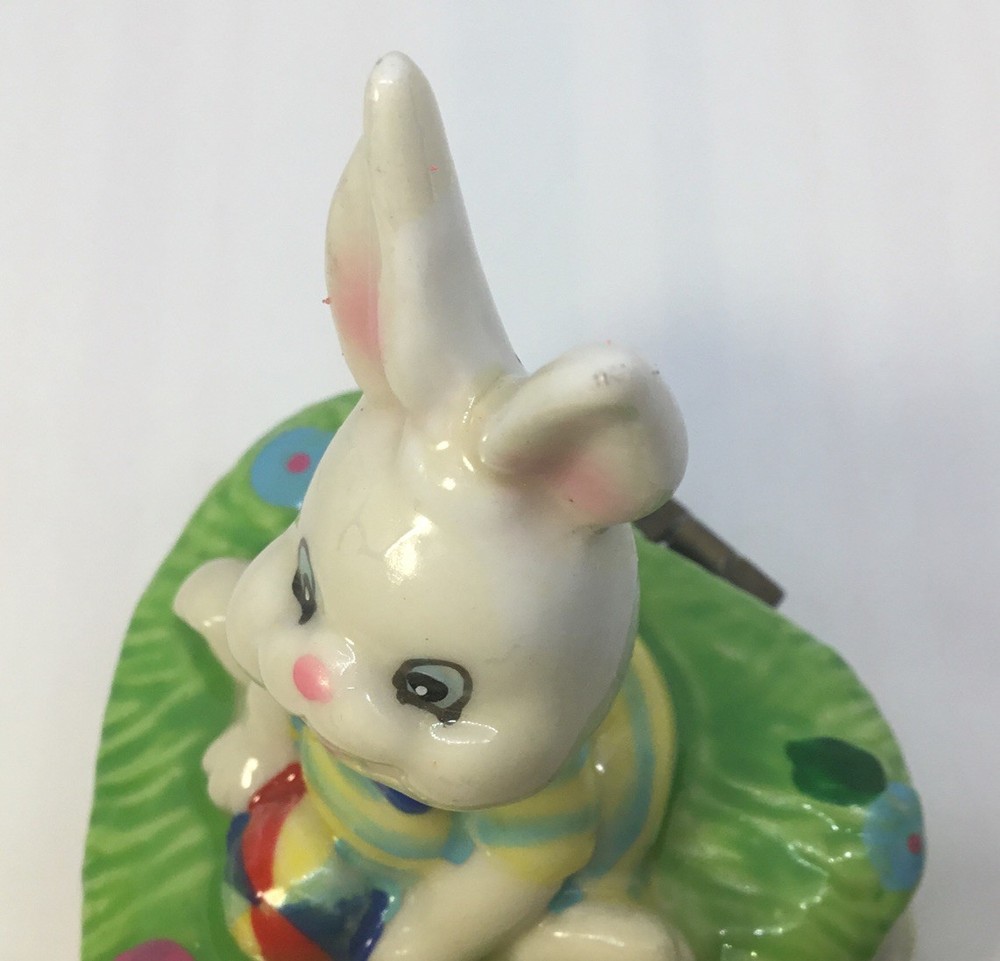 Easter Heart Shaped Bunny Trinket Box