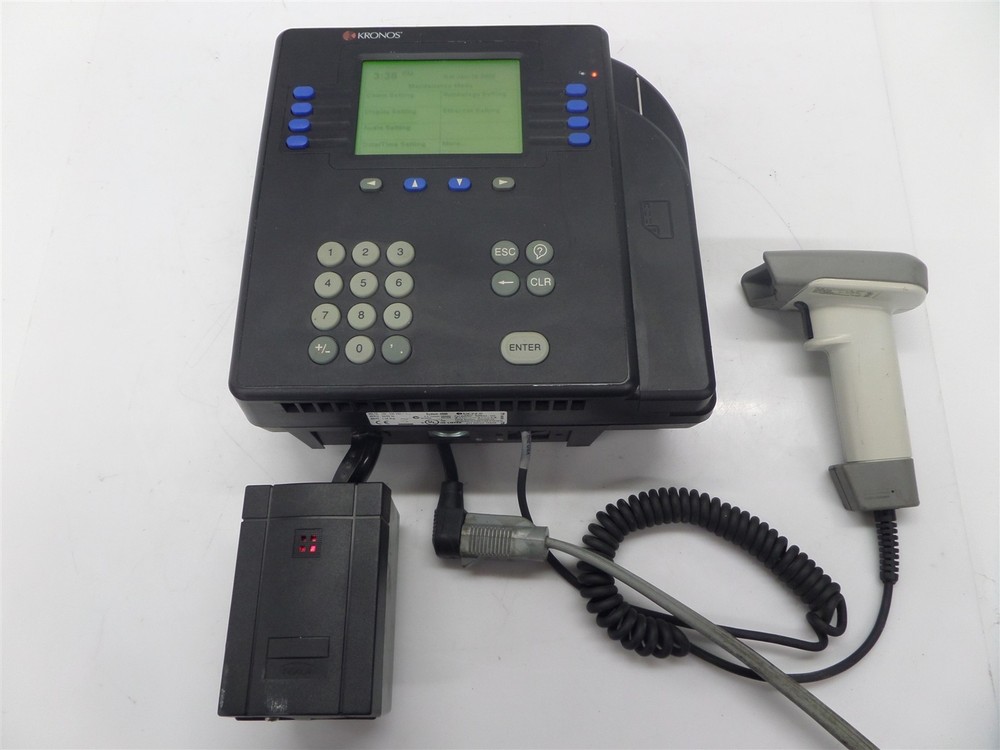 Kronos 4500 Digital Time Clock System 8602004-003 w/ Card Reader & Scanner