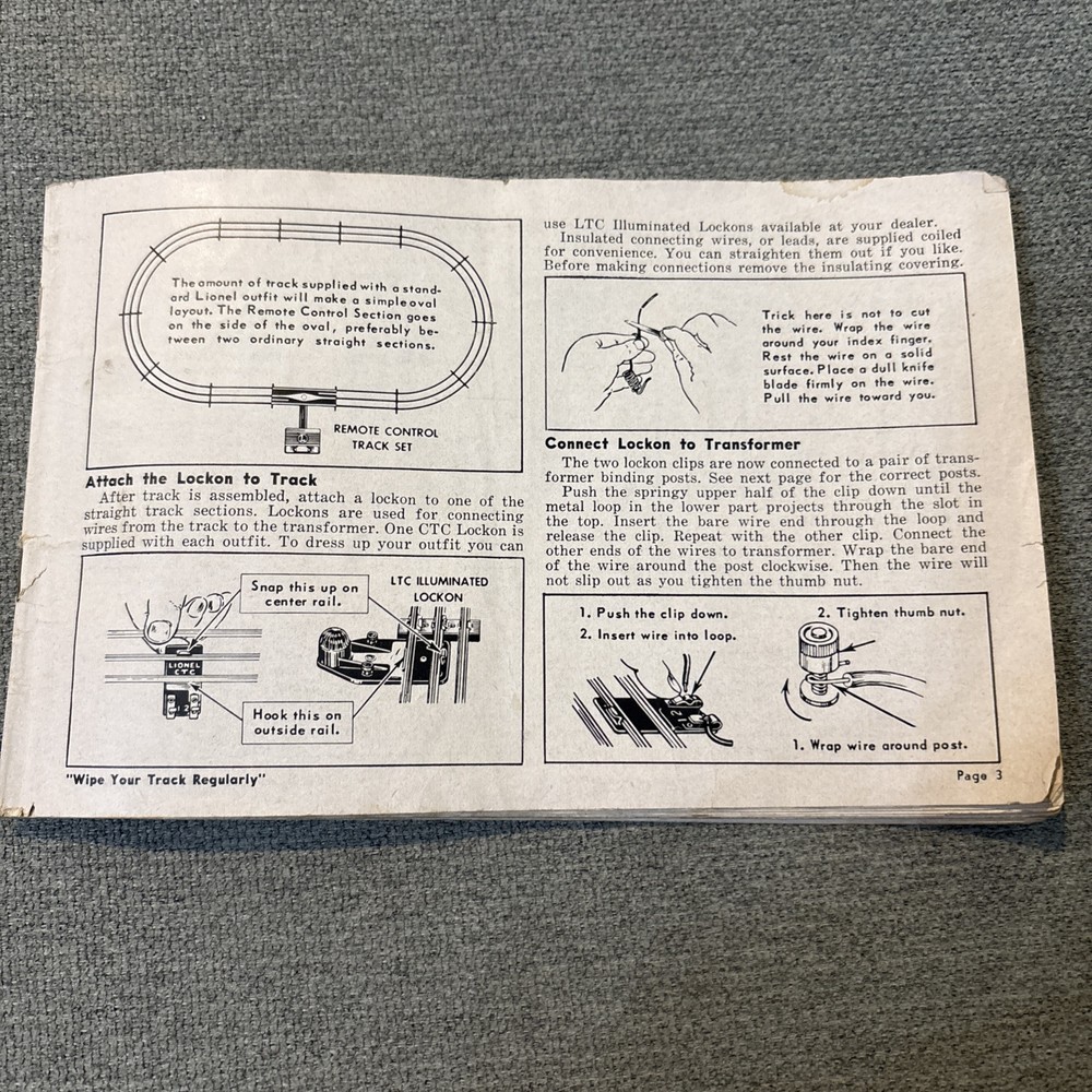 Lionel Trains instructions for assembling & operating booklet from 1952. Missing