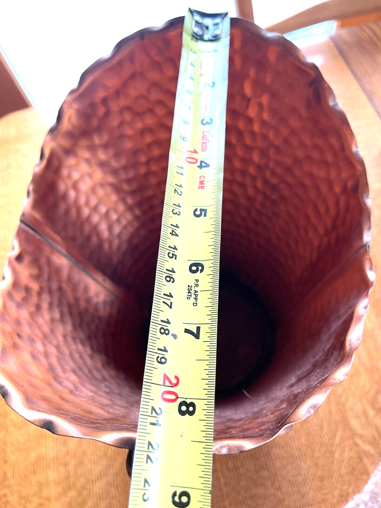Gregorian Solid Hammered Copper Handled Pedestal Planter Pot, Vase, Umbrella