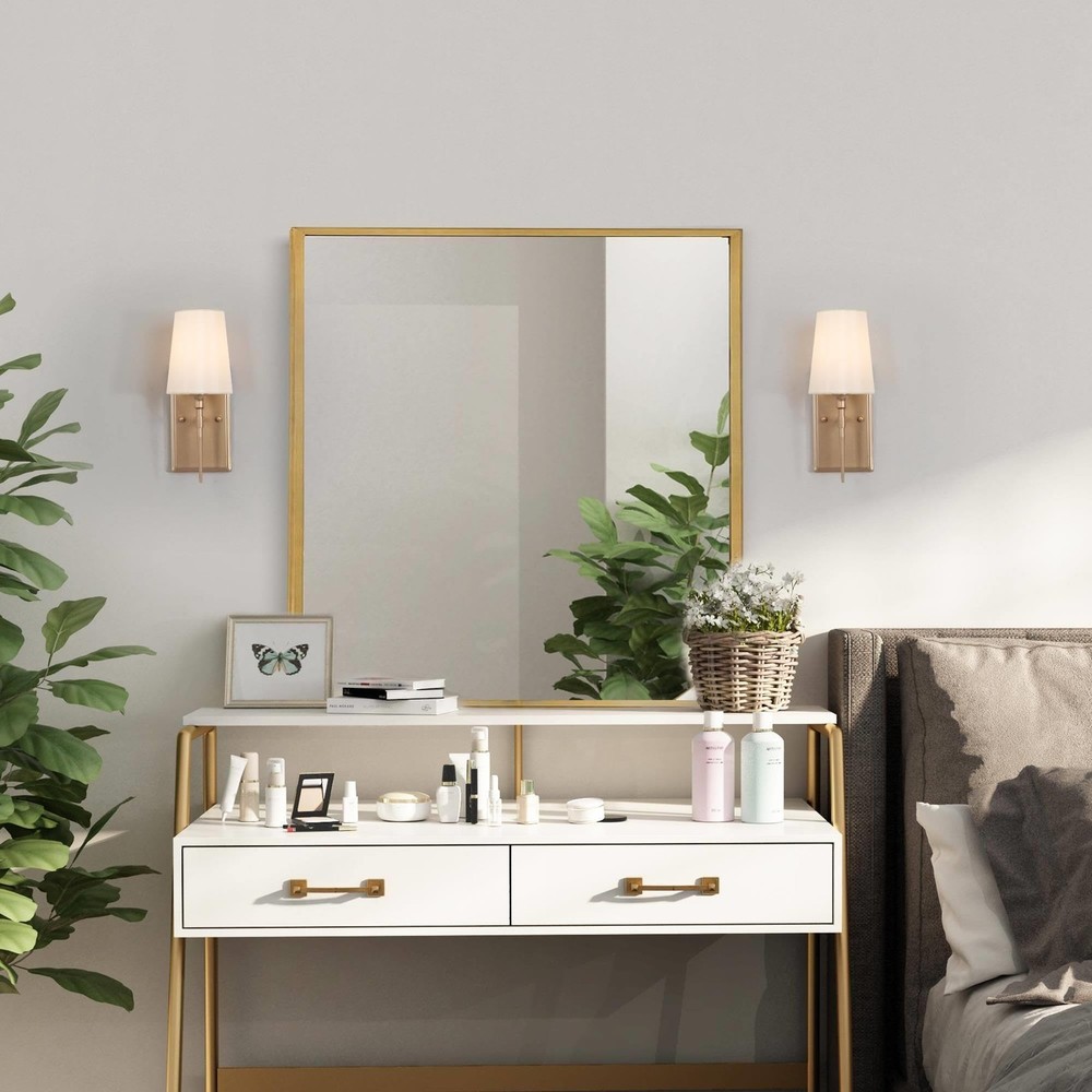 GEPOW Sconces Wall Lighting, Modern Gold Sconce with 1-Light,