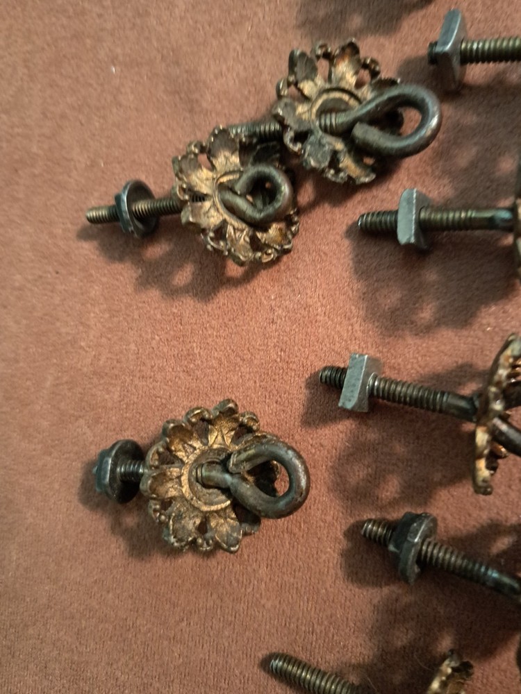 Brass Flower Drawer Pulls Lot Vintage