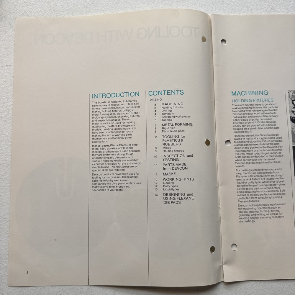 Devcon Corporation Danvers, Mass Tooling With Devcon Bulletin T-1 Catalog