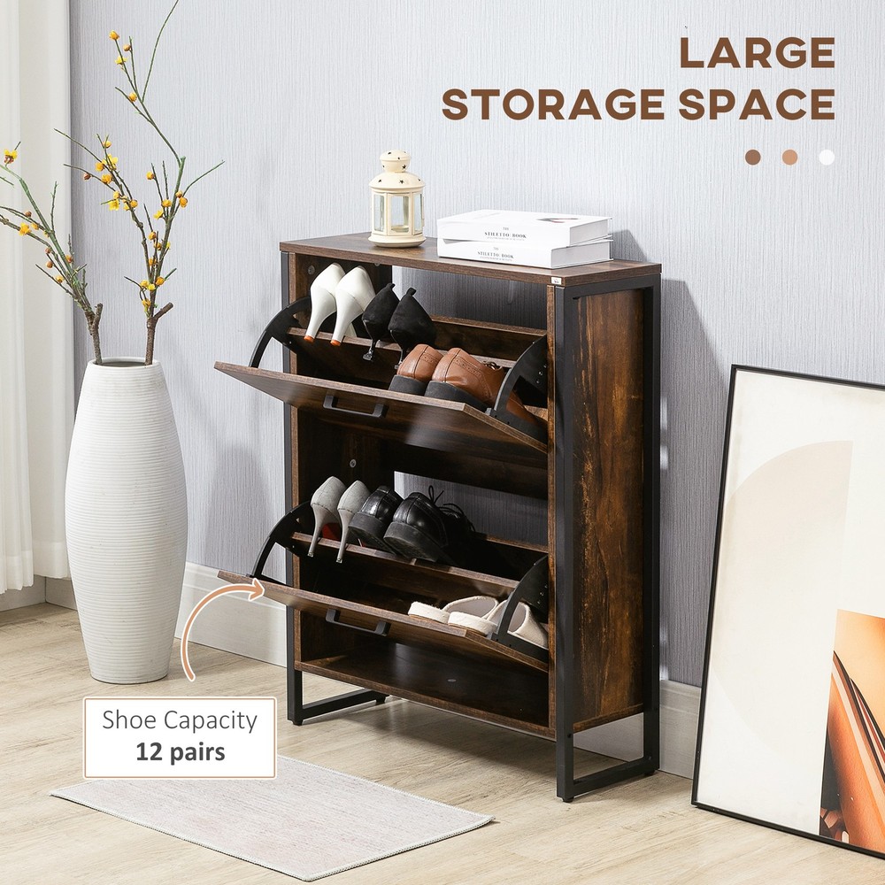 Shoe Storage Cabinet Rustic Brown
