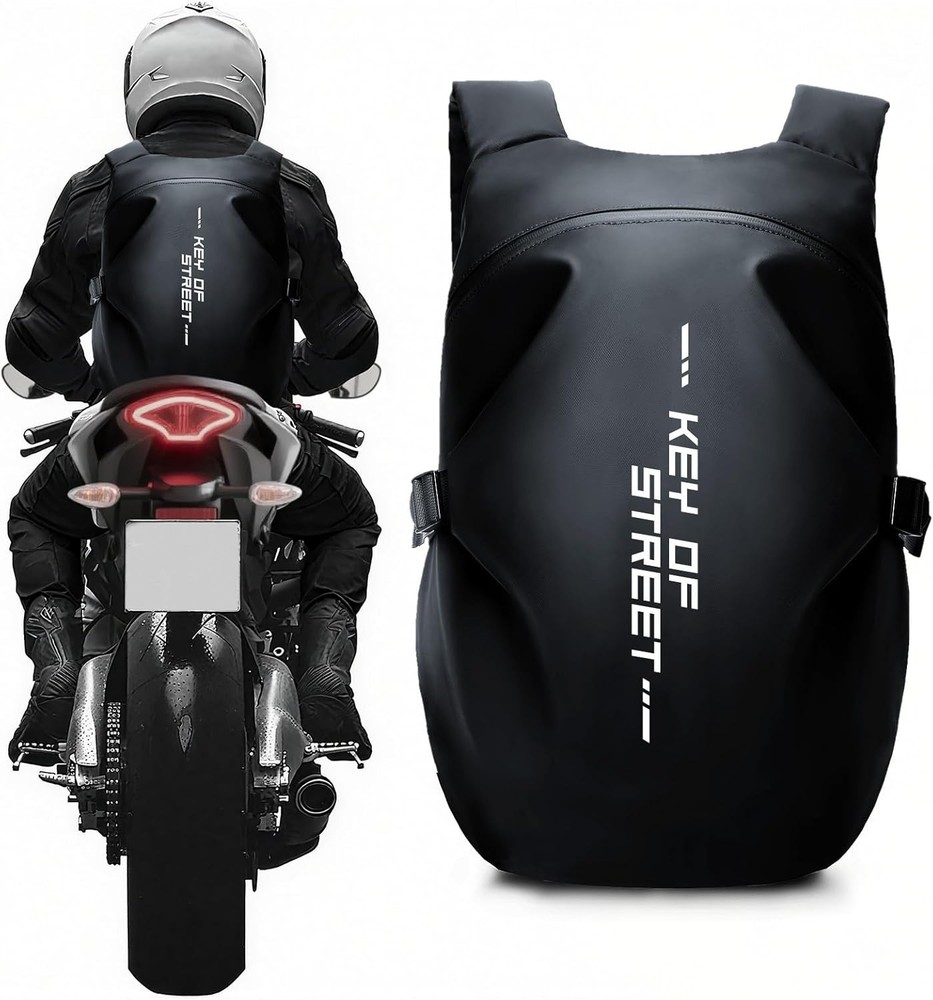 Motorcycle Backpack Black Small Waterproof Helmet Compartment Reflective For Men