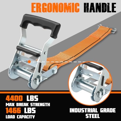 4 Pack E-Track Ratchet Straps 2" x16', 4400 LBS Break Strength Interior Van