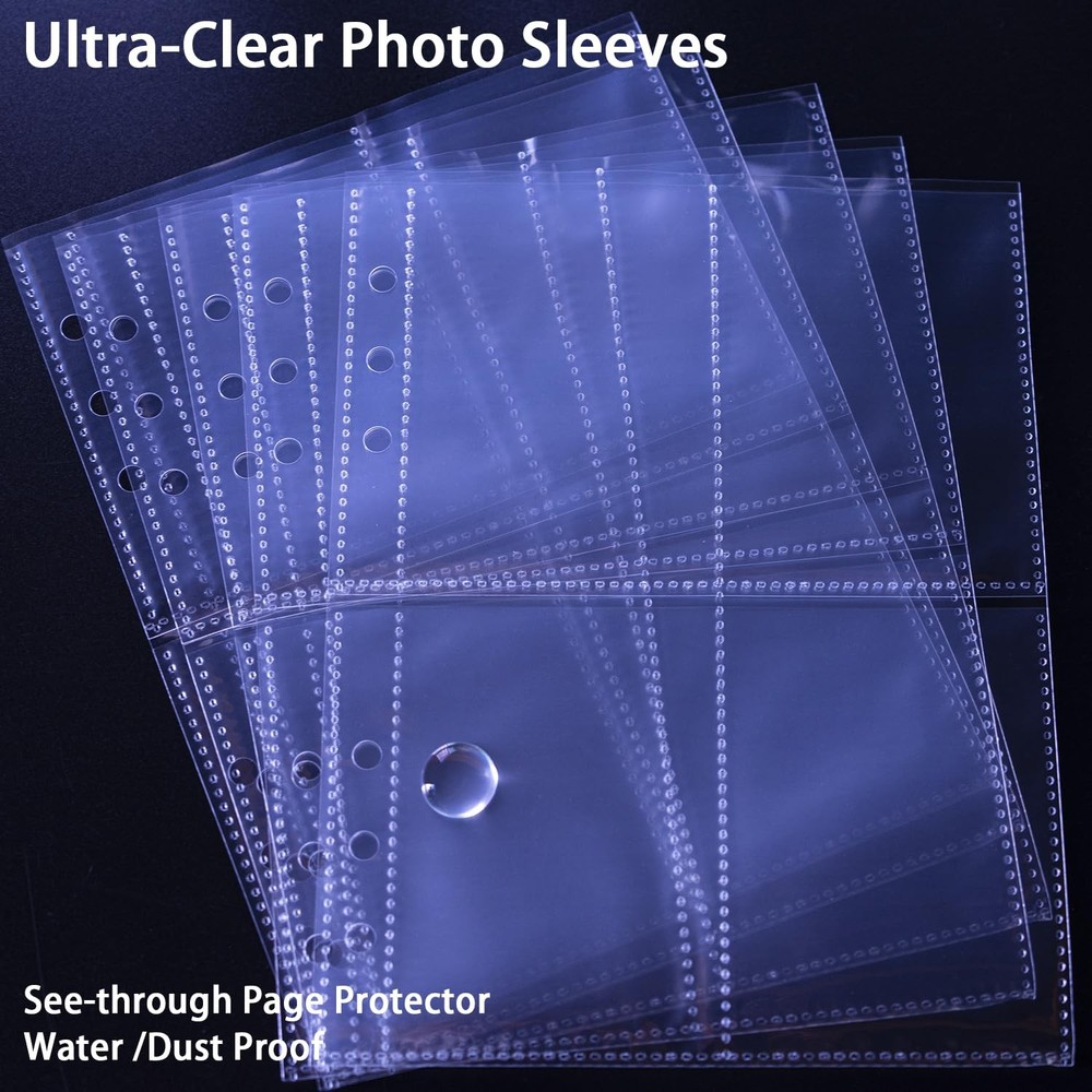 40 Pack 320 Pockets 6 Ring A5 Binder Transparent/Green