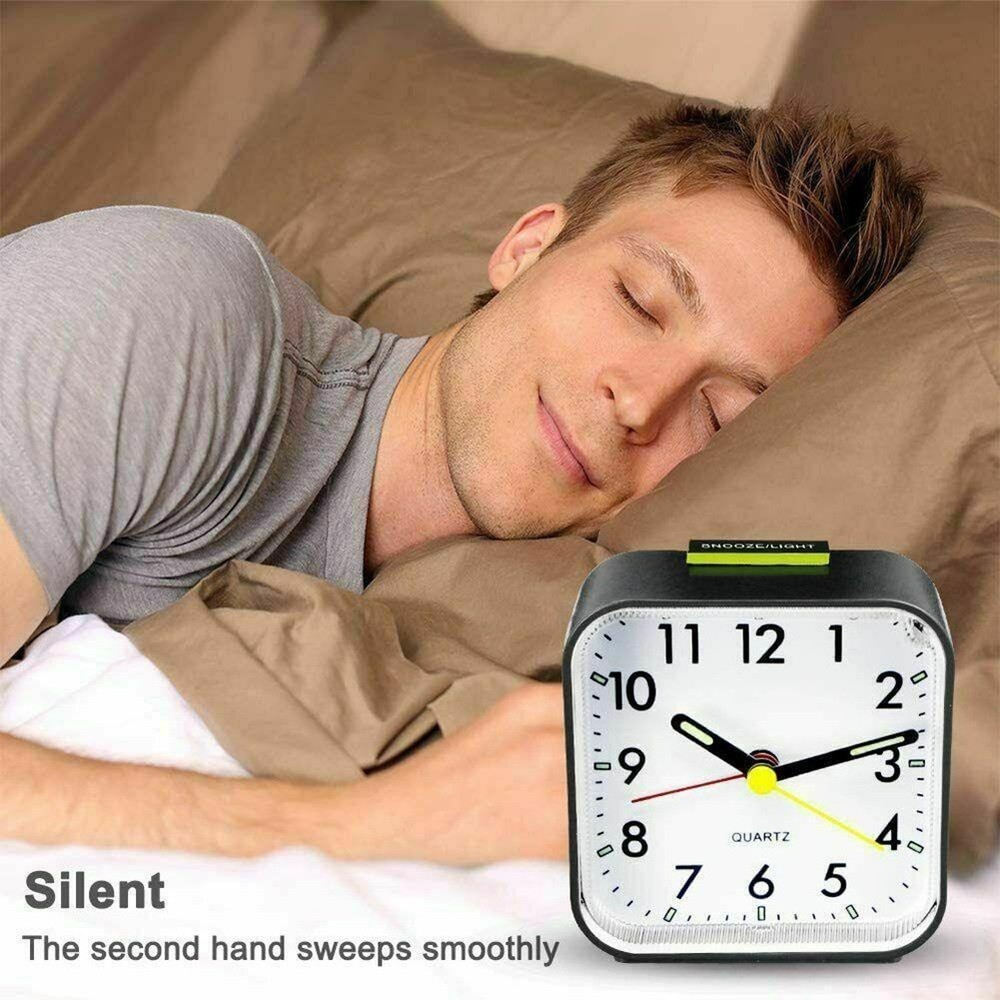 Quiet Analog Alarm Clock with Night Light and Adjustable Snooze Settings