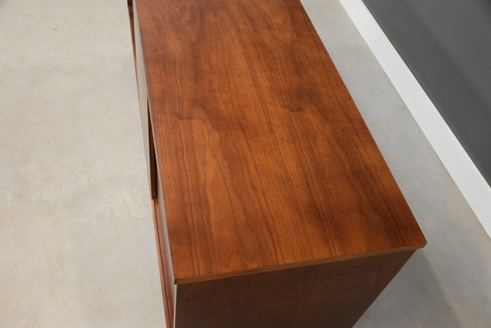 Refinished Walnut 72” Sideboard Credenza by Henredon Heritage