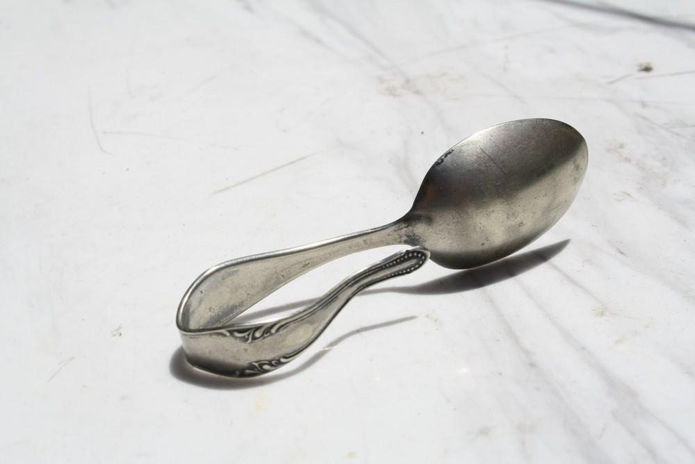 Antique Silver Plate BABY Handle LOOP BABY SPOON