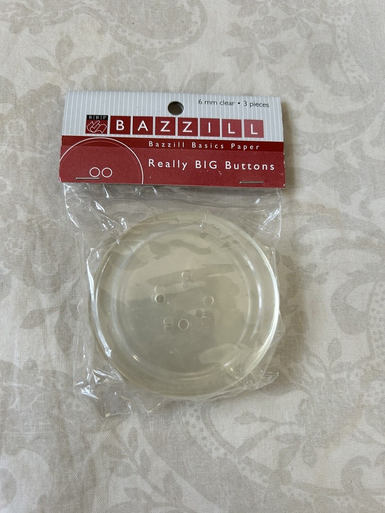 Bazzill Basic Paper Really Big Buttons 6 mm Clear 3 Pieces New
